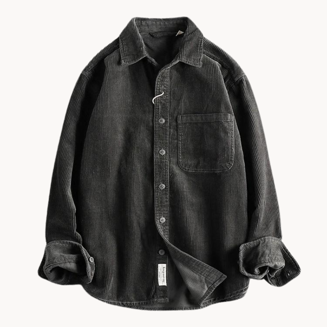 Chemise Homme En Velours Côtelé Marron À Manches Longues Zach Pour Confort Quotidien Décontracté Par Amawinc