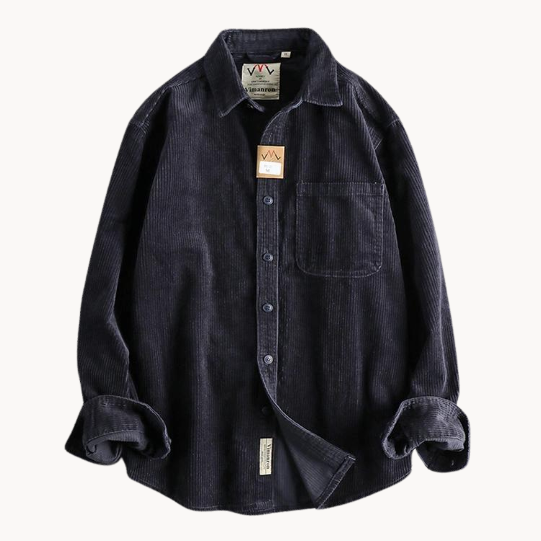 Chemise Homme En Velours Côtelé Marron À Manches Longues Zach Pour Confort Quotidien Décontracté Par Amawinc