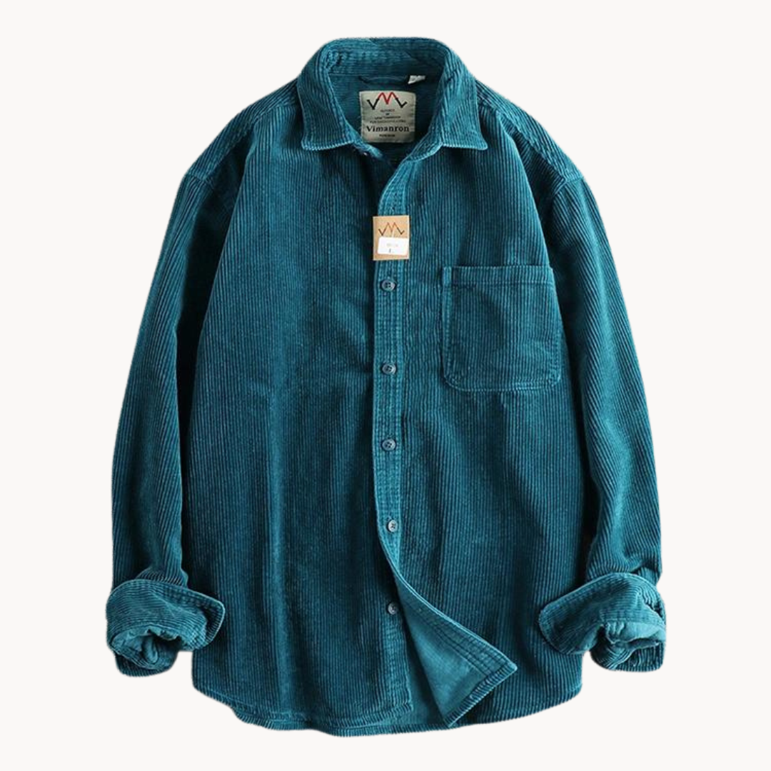 Chemise Homme En Velours Côtelé Marron À Manches Longues Zach Pour Confort Quotidien Décontracté Par Amawinc