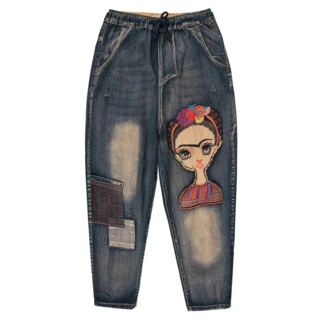 Shuvee Jean Denim Vintage Brodé Pour Femme Avec Broderies Artistiques Et Style Audacieux