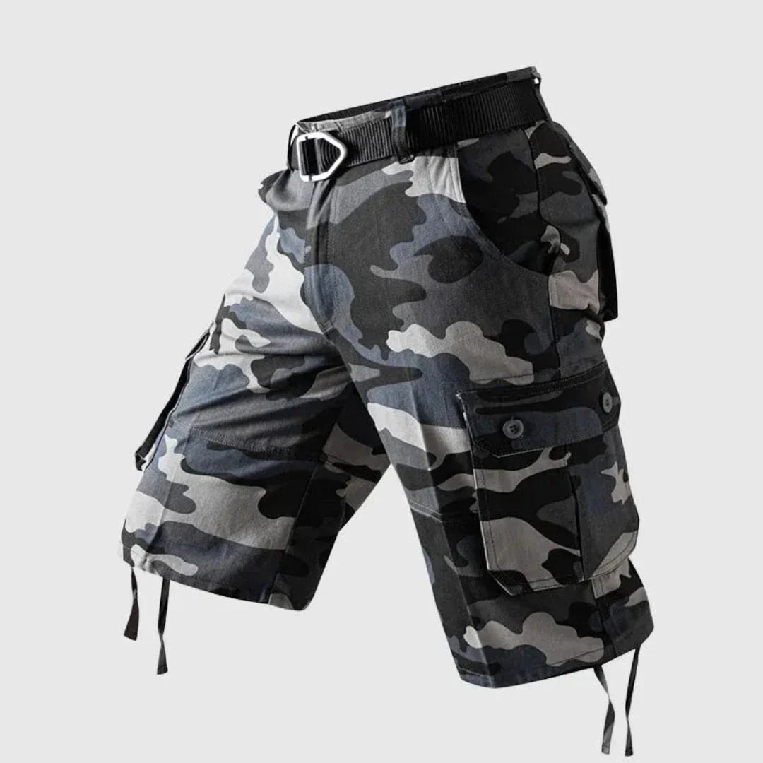 Shorts Cargo Camouflage À Poches Multiples Pour Homme En Coton Pur Longueur Genou Outdoor Tactique