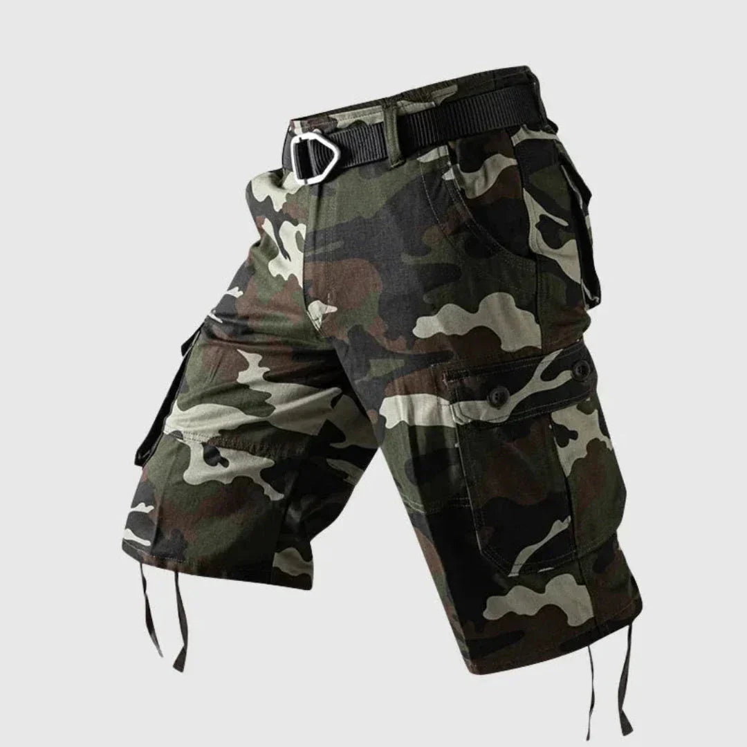 Shorts Cargo Camouflage À Poches Multiples Pour Homme En Coton Pur Longueur Genou Outdoor Tactique