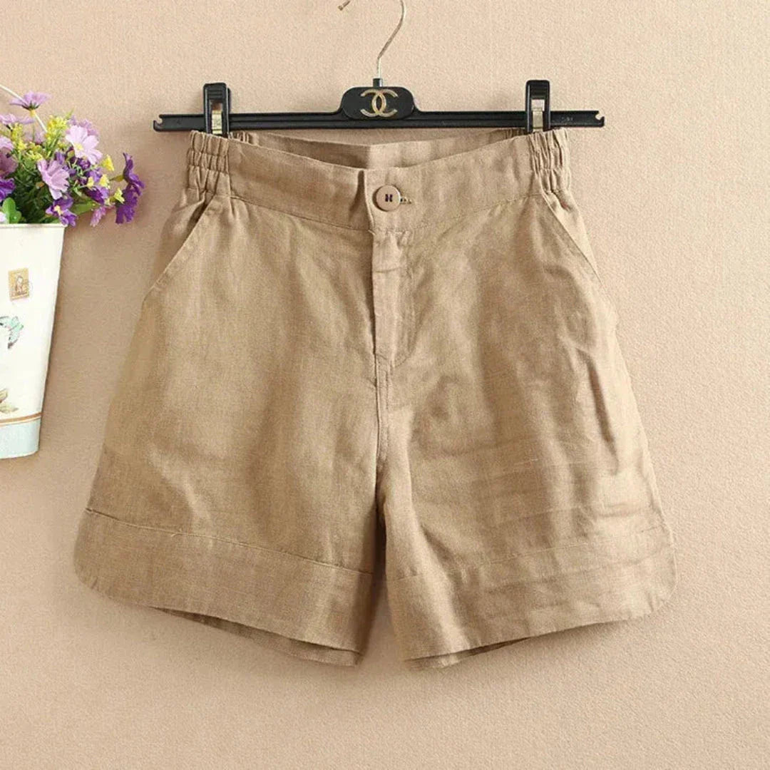 Shorts En Lin Respirants Pour Femmes Sienna À Taille Elastique Confort Décontracté Pour Été