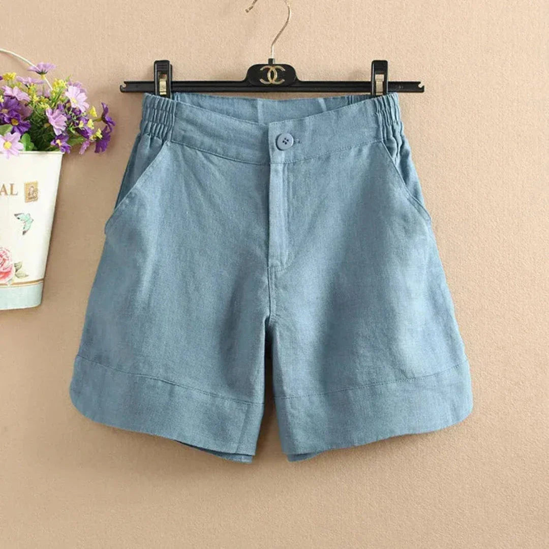 Shorts En Lin Respirants Pour Femmes Sienna À Taille Elastique Confort Décontracté Pour Été