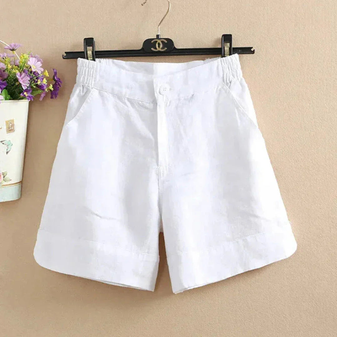 Shorts En Lin Respirants Pour Femmes Sienna À Taille Elastique Confort Décontracté Pour Été
