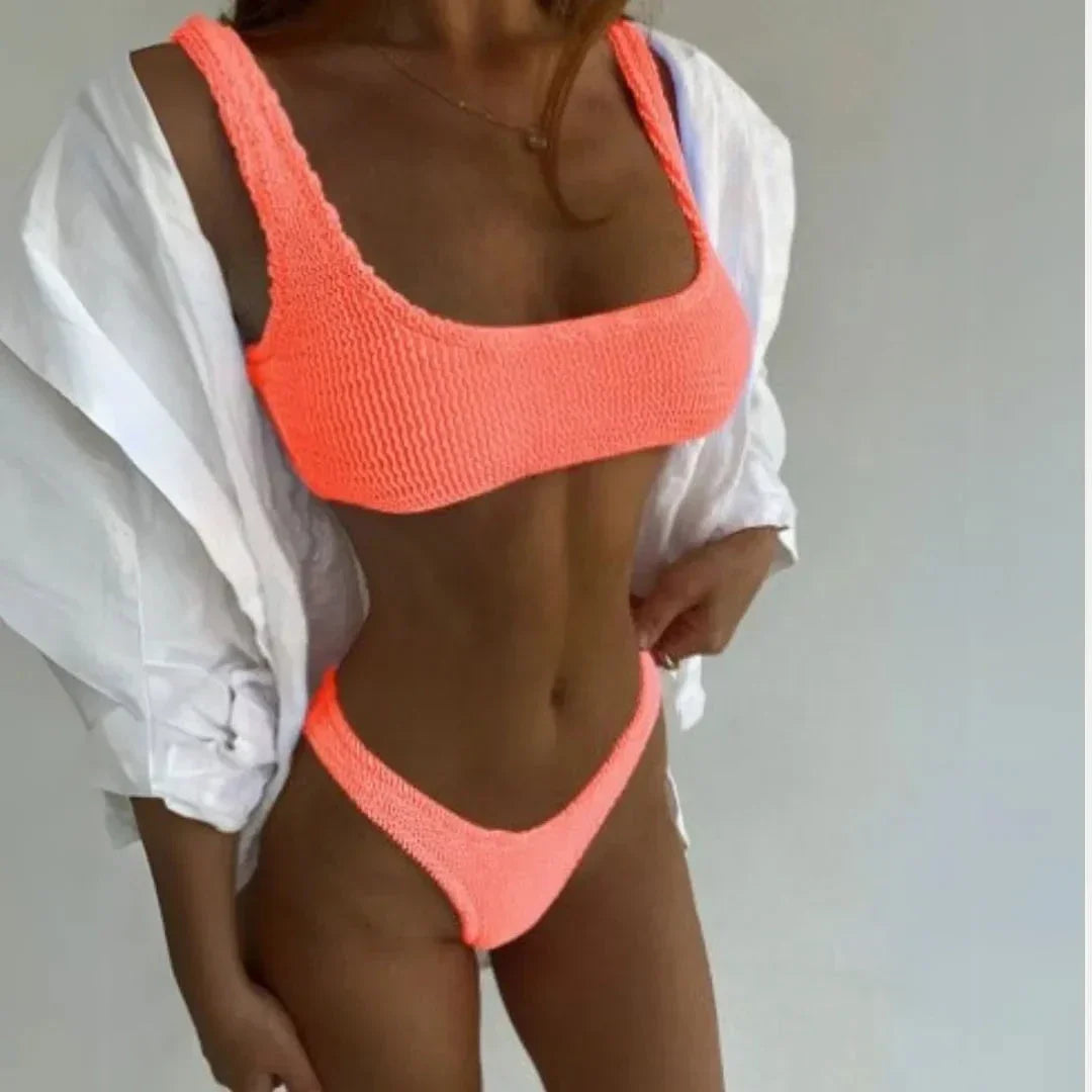 Ensemble Bikini Push Up Tanga Texturé Sierra Maillot Deux Pièces Confortable Soutien Élégant
