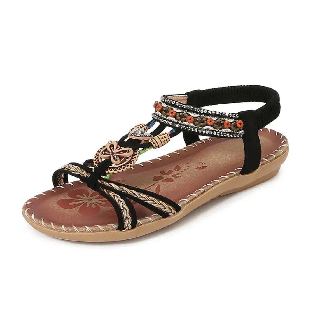 Sierra Sandales Bohèmes Tressées Slip On Confortables Avec Détails Déco Et Lanières Tressées