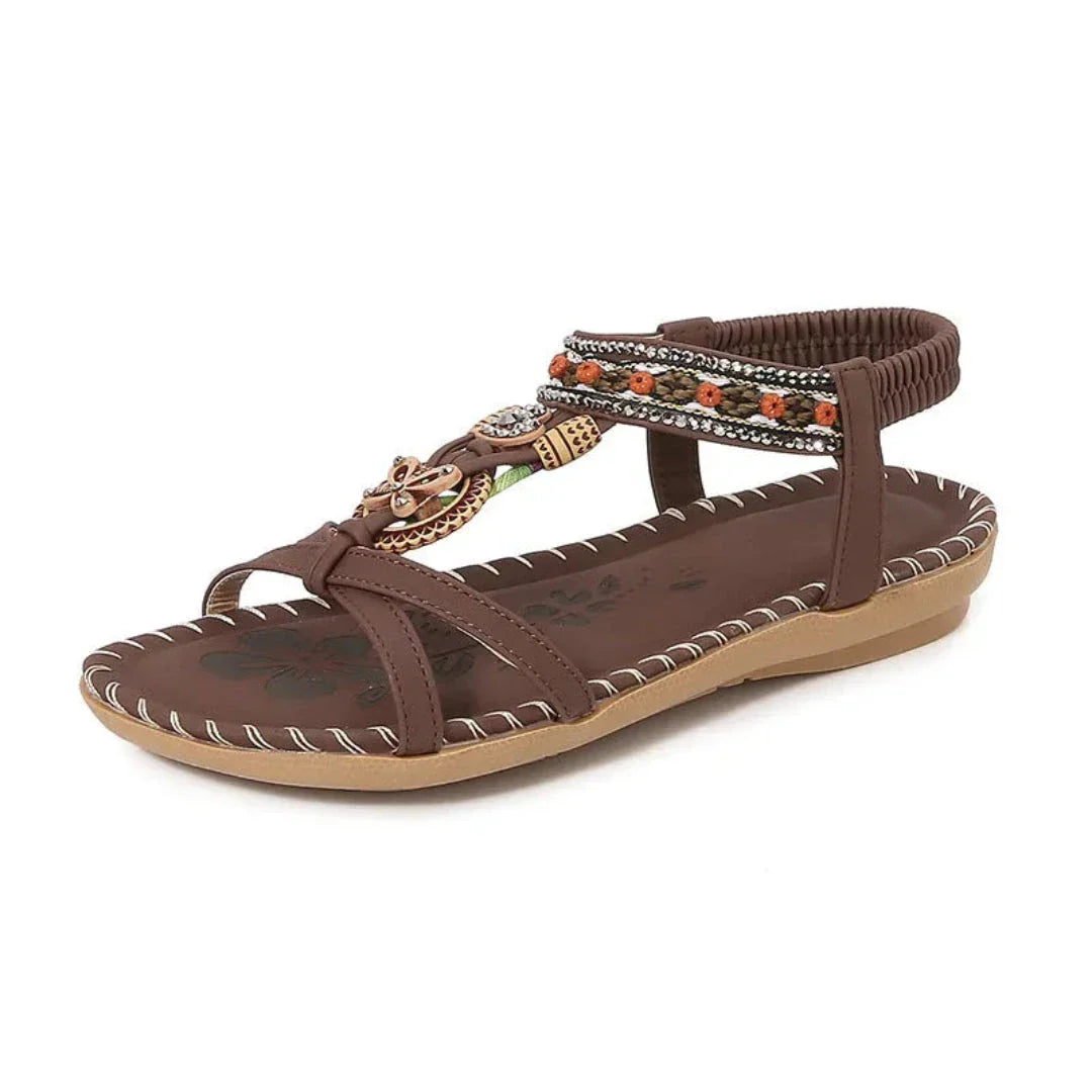 Sierra Sandales Bohèmes Tressées Slip On Confortables Avec Détails Déco Et Lanières Tressées