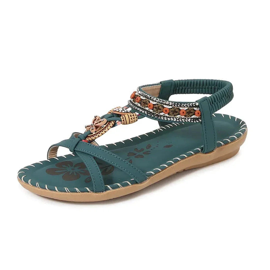 Sierra Sandales Bohèmes Tressées Slip On Confortables Avec Détails Déco Et Lanières Tressées