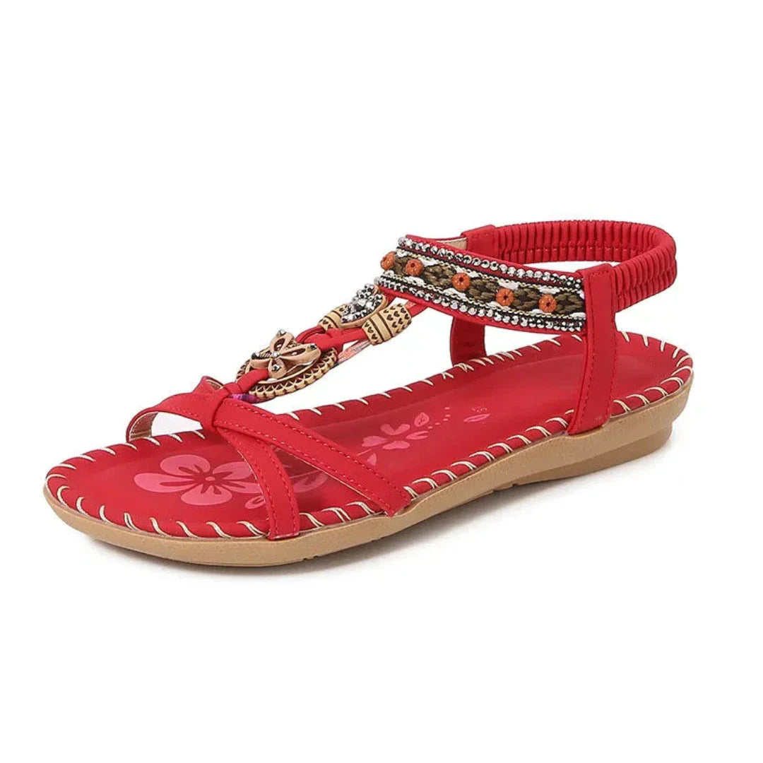 Sierra Sandales Bohèmes Tressées Slip On Confortables Avec Détails Déco Et Lanières Tressées