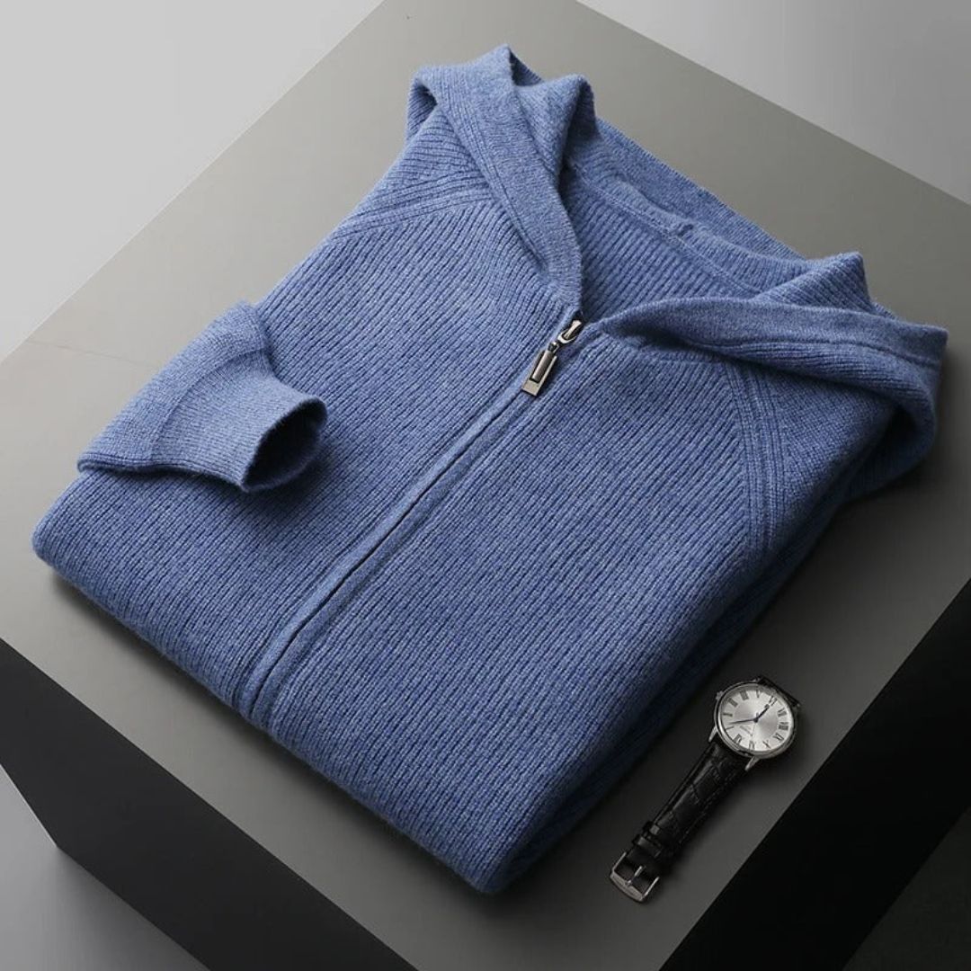 Silas Cardigan Zip Cachemire Pour Homme Thermorégulé Élégance Minimaliste Et Confort Premium