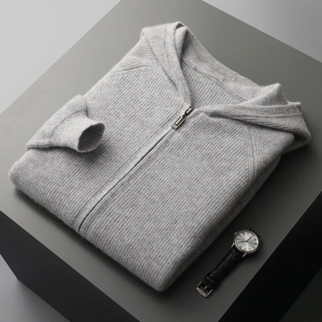 Silas Cardigan Zip Cachemire Pour Homme Thermorégulé Élégance Minimaliste Et Confort Premium