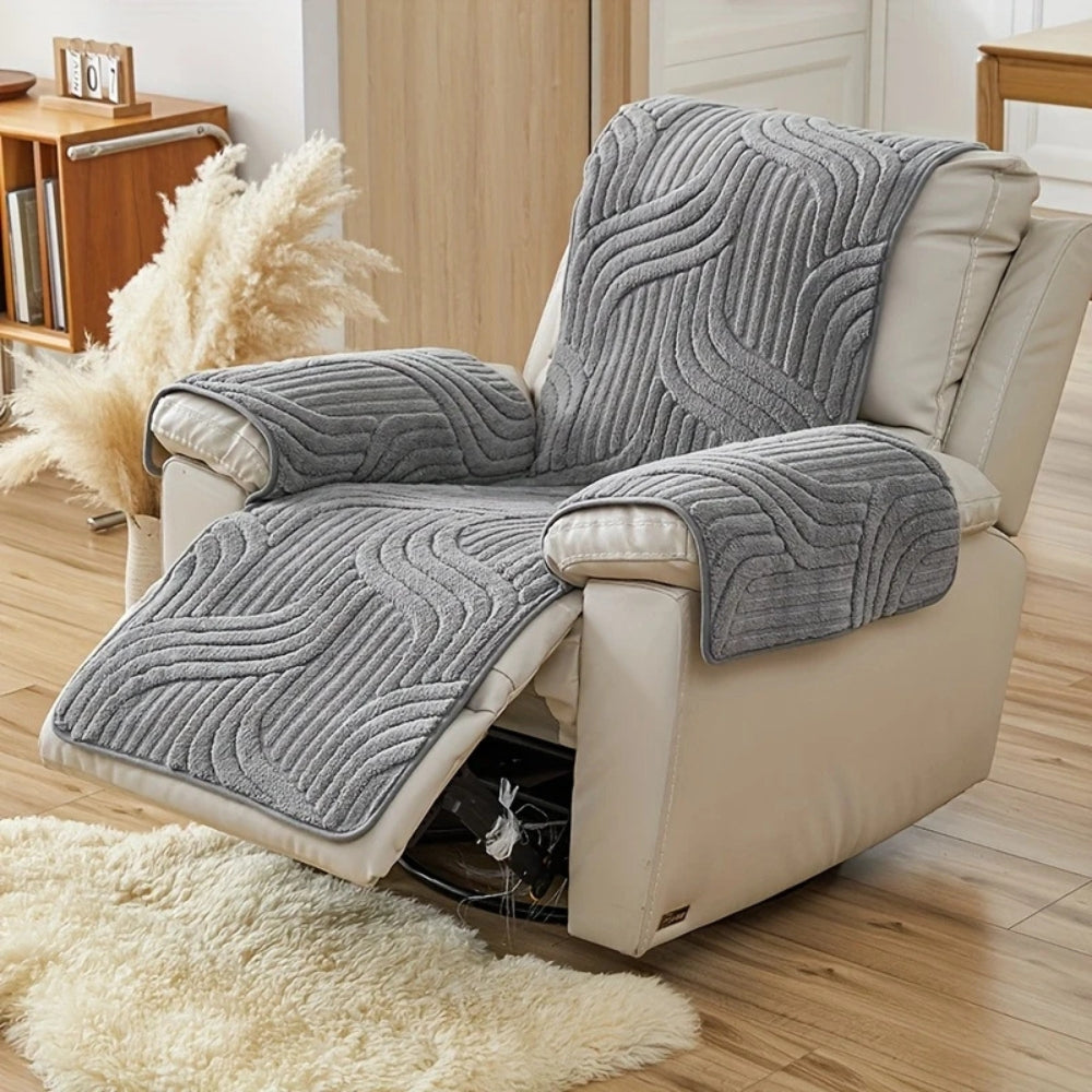 Housse Contemporaine Pour Canapé Reclinable En Peluche Avec Antidérapant Intégré Pour Salon Moderne