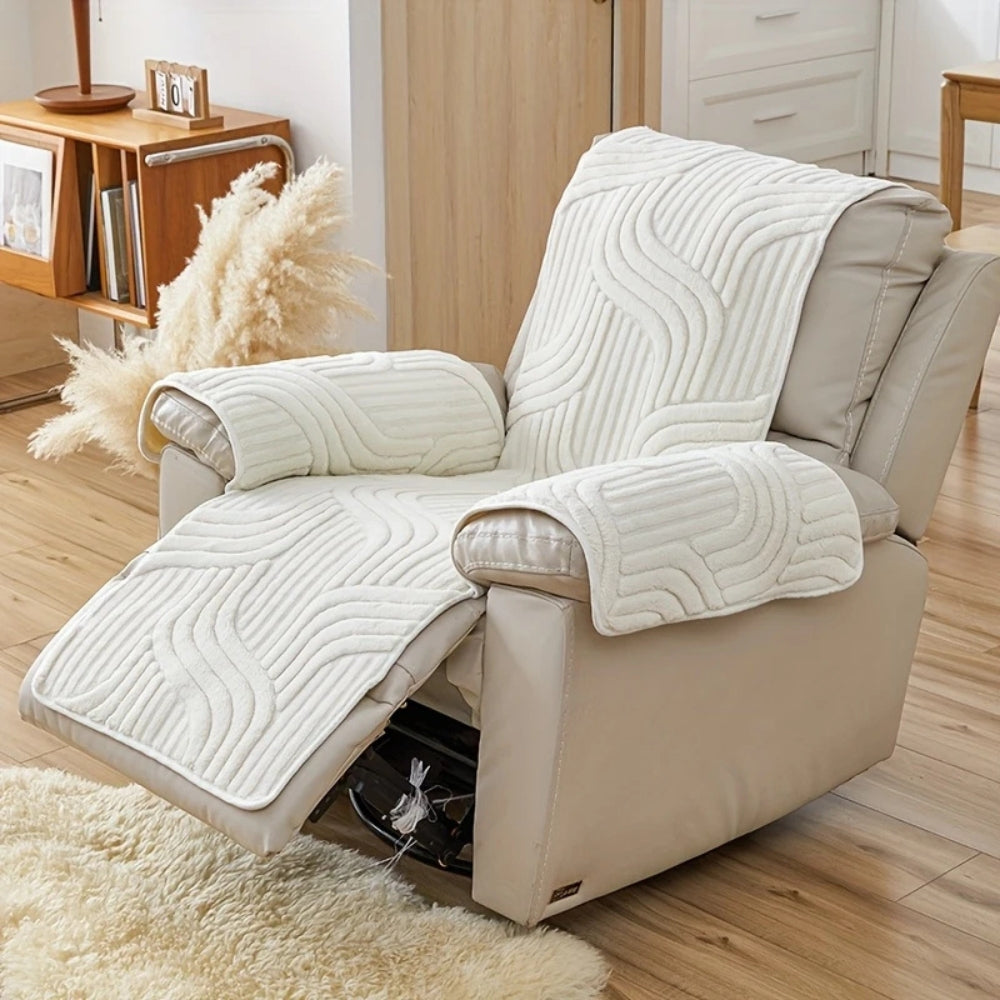 Housse Contemporaine Pour Canapé Reclinable En Peluche Avec Antidérapant Intégré Pour Salon Moderne