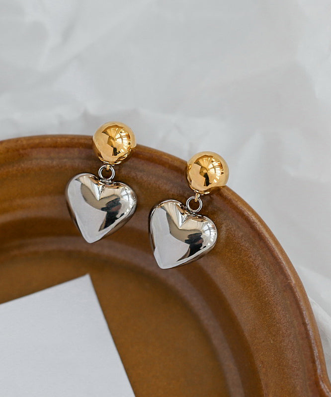 Boucles d'oreilles à tige simples en cuivre colorblock surdoré Love - Amawinc