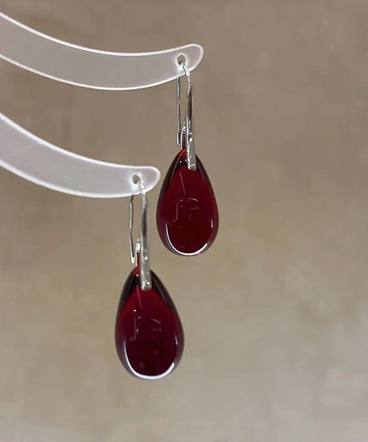 Boucles d'oreilles simples en forme de goutte d'eau, en cuivre mûrier surdoré et émail coloré - Amawinc
