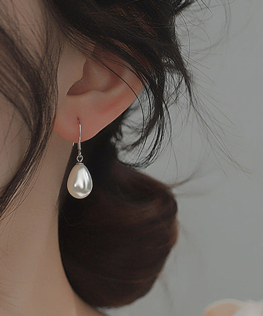 Boucles d'oreilles pendantes simples en soie et argent sterling avec perles - Amawinc