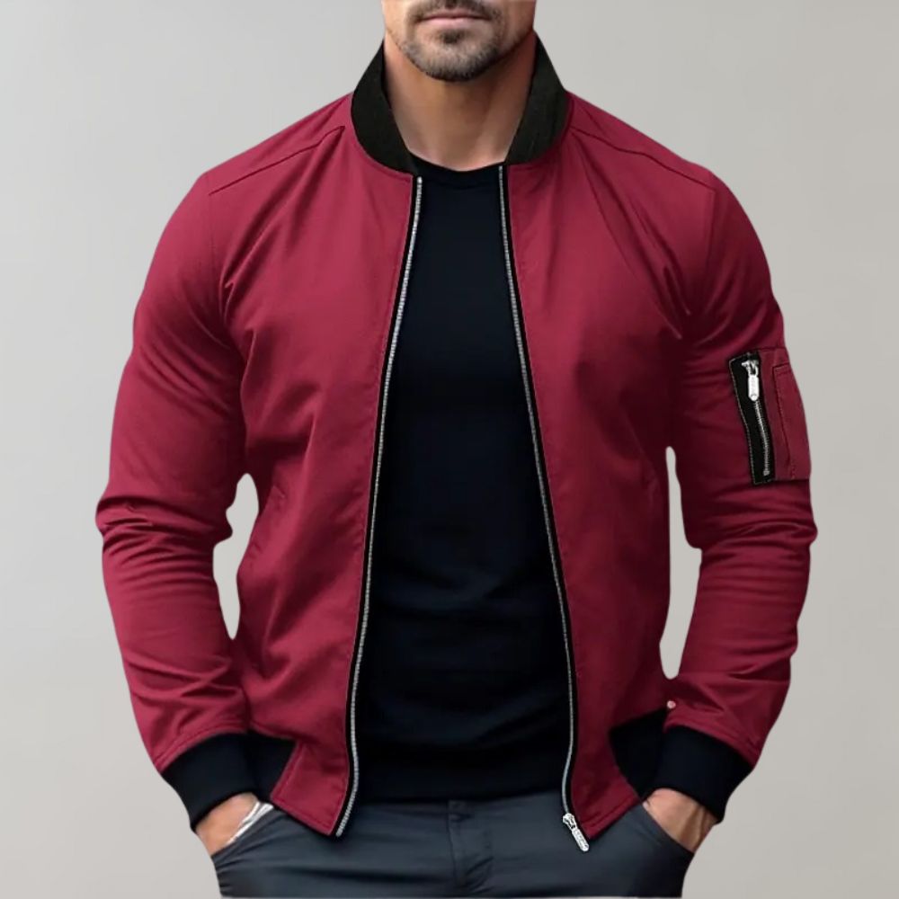 Blouson Bomber Léger Pour Homme Slim Fit Avec Zip Détails Épurés Style Moderne Élégant