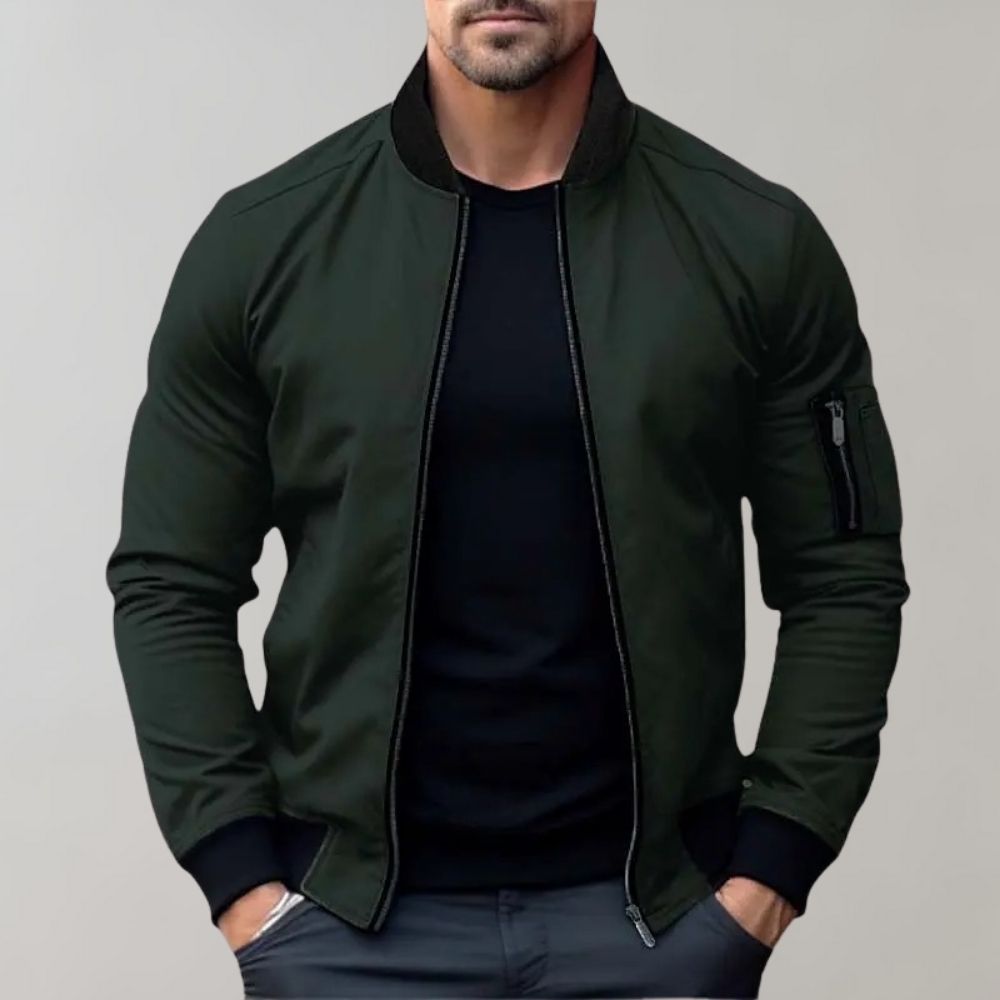 Blouson Bomber Léger Pour Homme Slim Fit Avec Zip Détails Épurés Style Moderne Élégant