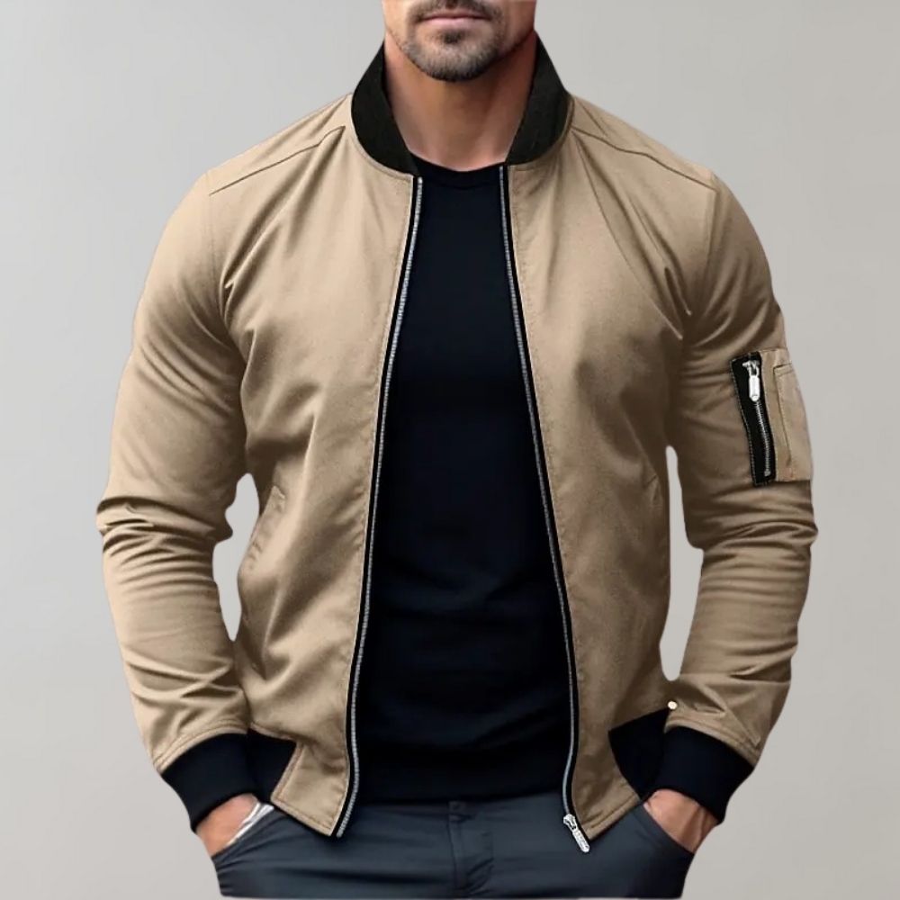 Blouson Bomber Léger Pour Homme Slim Fit Avec Zip Détails Épurés Style Moderne Élégant