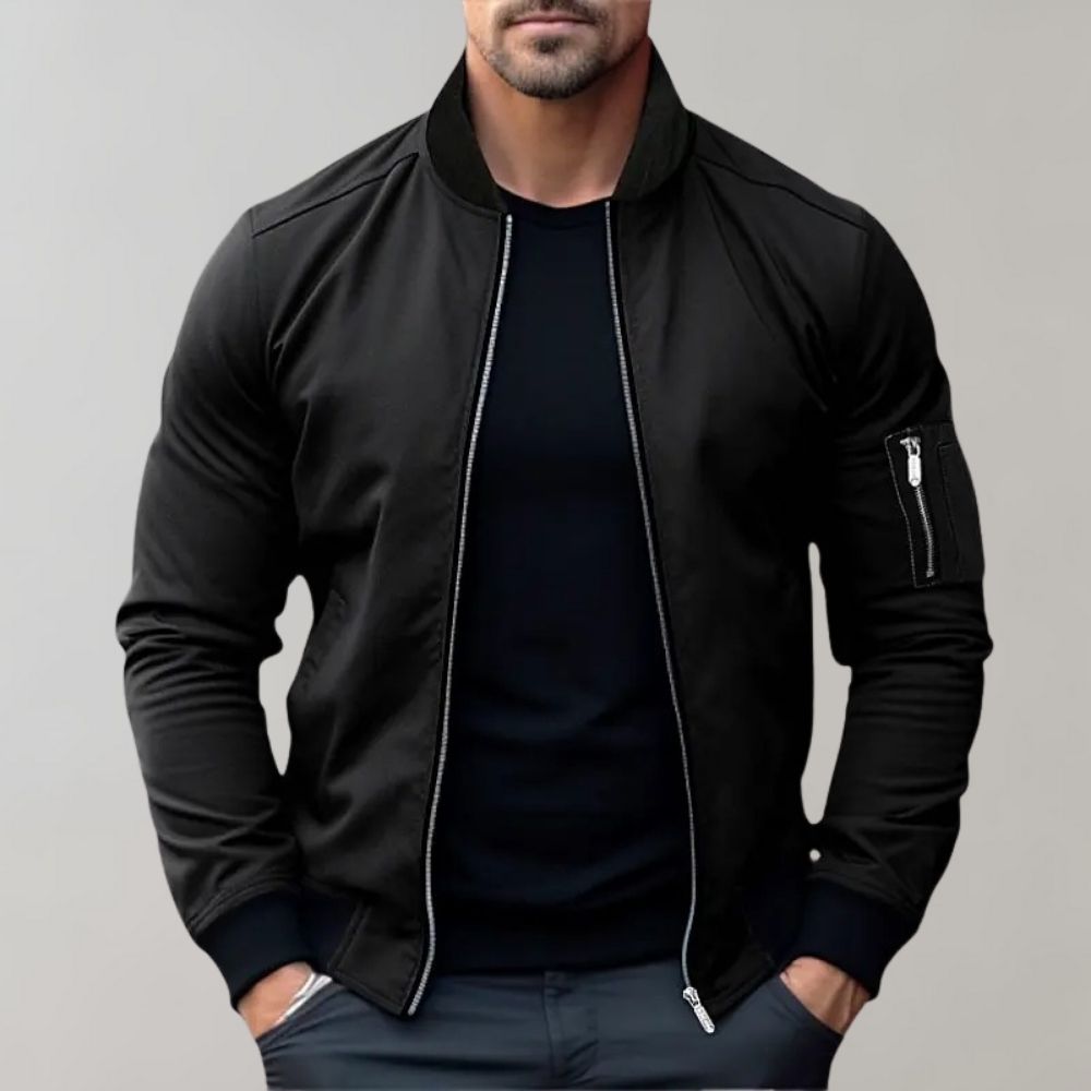 Blouson Bomber Léger Pour Homme Slim Fit Avec Zip Détails Épurés Style Moderne Élégant