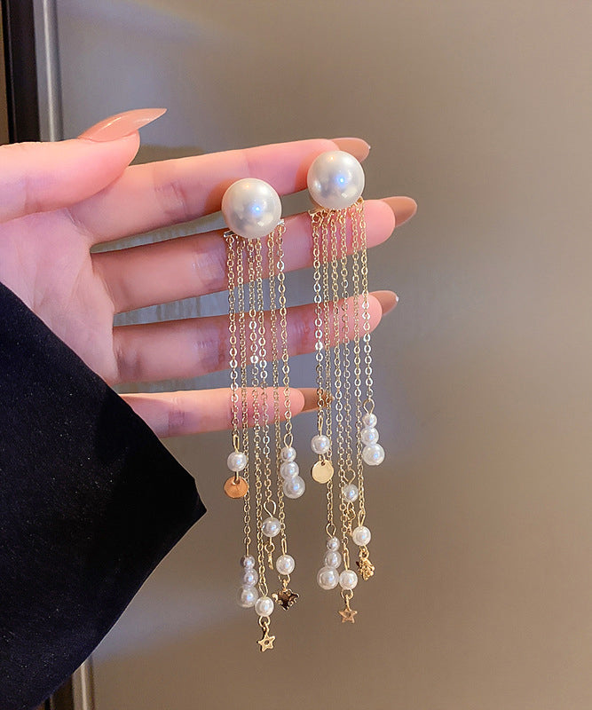 Boucles d'oreilles pendantes fines en alliage de cuivre doré et forme poire - Amawinc