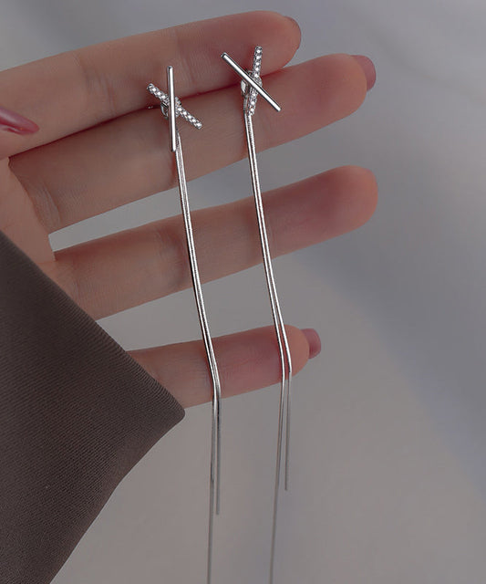 Boucles d'oreilles pendantes à pampilles en argent sterling et soie fine - Amawinc