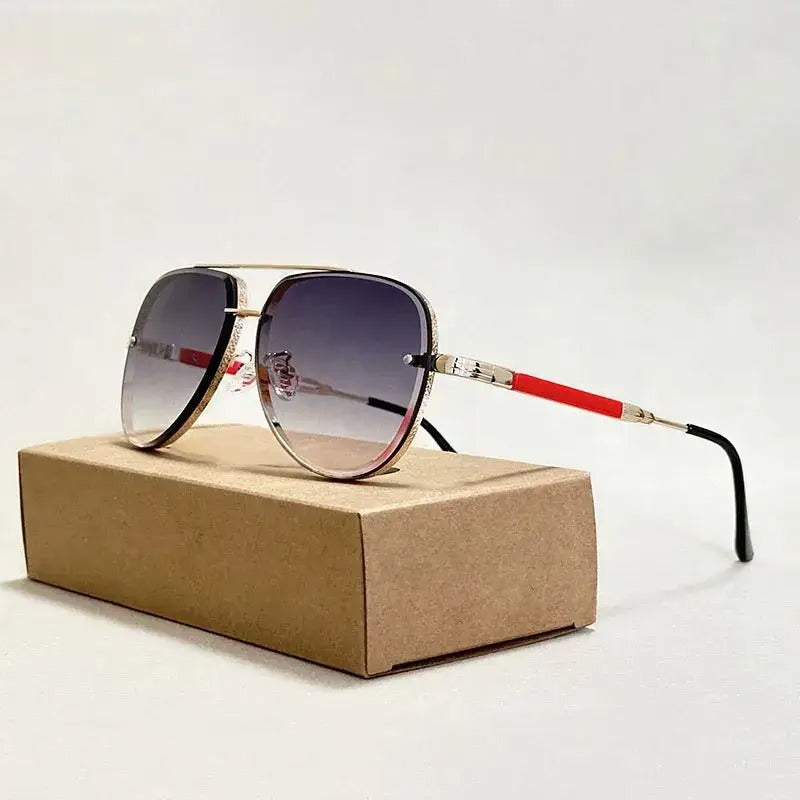 Lunettes Aviateur Skyline Luxe Dégradé Or Gravé UV400 Protection Pour Style Moderne