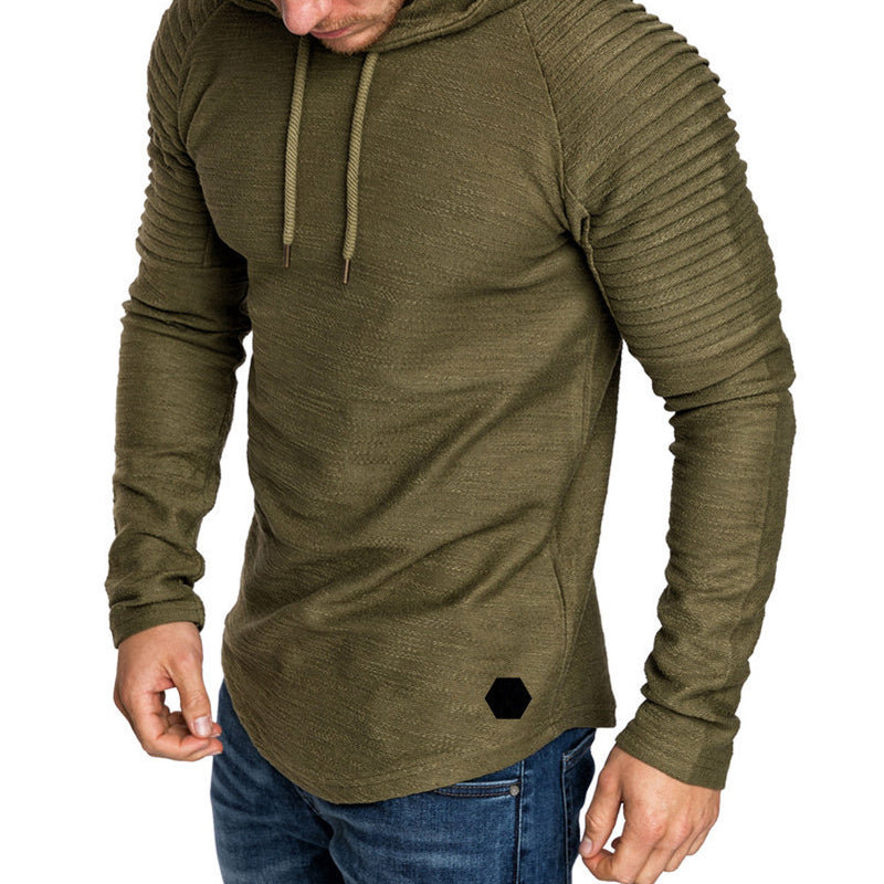 Sweat À Capuche Cintré Automne Décontracté Pour Homme Avec Cordon Et Manches Rabattues Amawinc