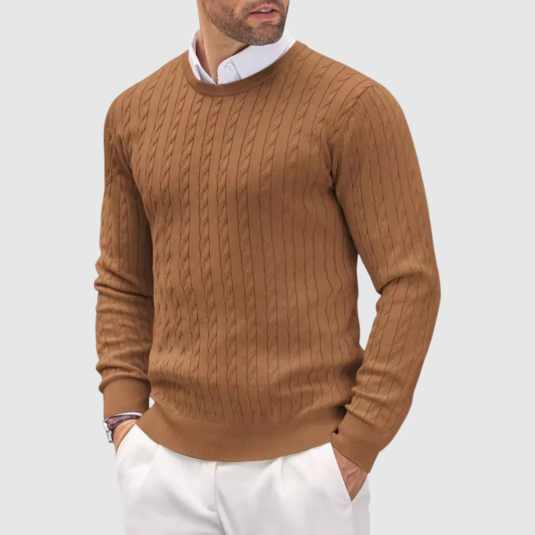 Pull Pour Homme Slim Fit En Laine Tricotée Amawinc Avec Tissu Tricot Premium Et Design Tricot Torsadé