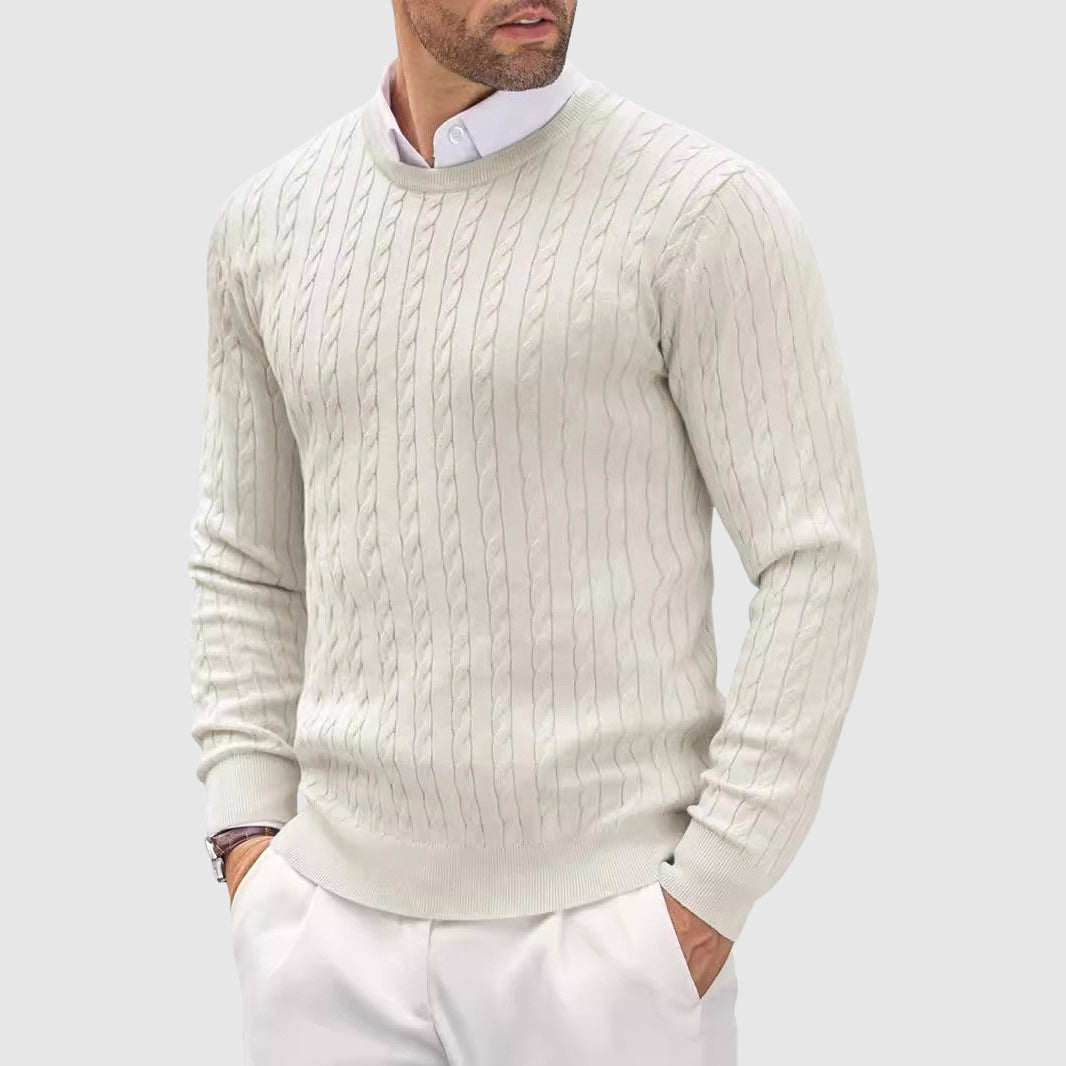 Pull Pour Homme Slim Fit En Laine Tricotée Amawinc Avec Tissu Tricot Premium Et Design Tricot Torsadé