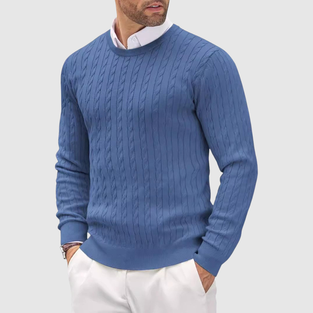 Pull Pour Homme Slim Fit En Laine Tricotée Amawinc Avec Tissu Tricot Premium Et Design Tricot Torsadé