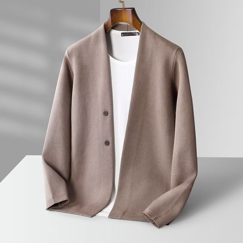 Cardigan Homme Slim Fit en Maille Stretch Amawinc Viscose Premium Haute Elasticité