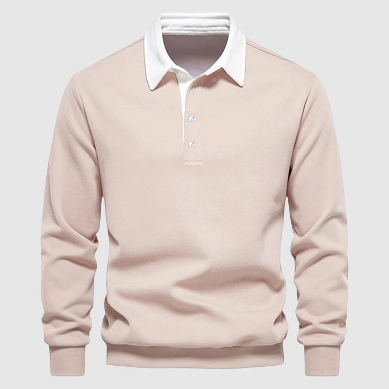 Polo Décontracté Chic Intemporel à Col Chemise Avec Patte de Bouton et Manches Longues