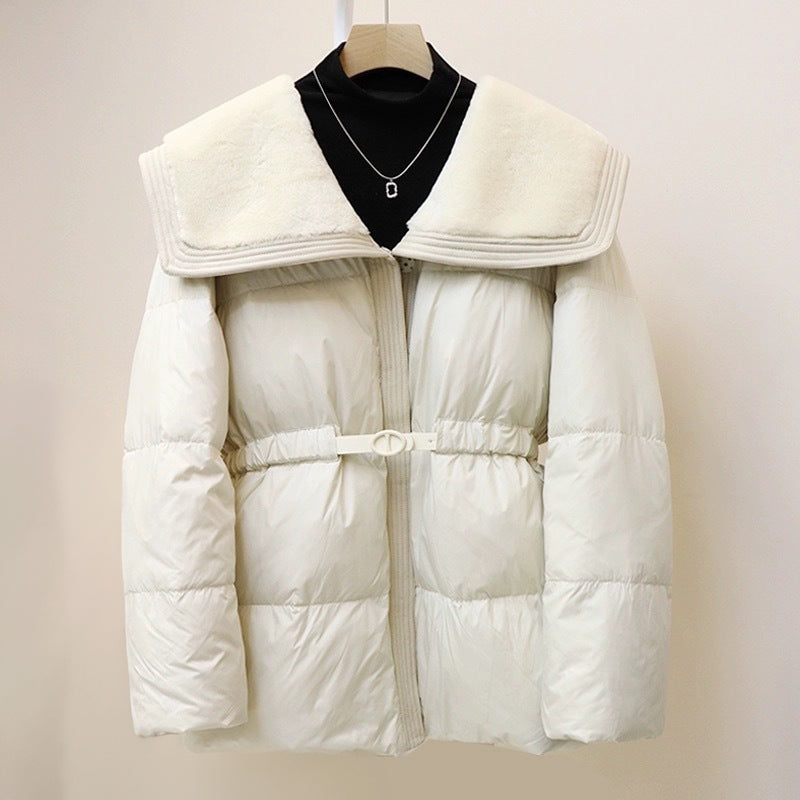 Doudoune Biella Sofia Amoretti Avec Col Oversize Velours Et Ceinture Cintrée Pour Femmes