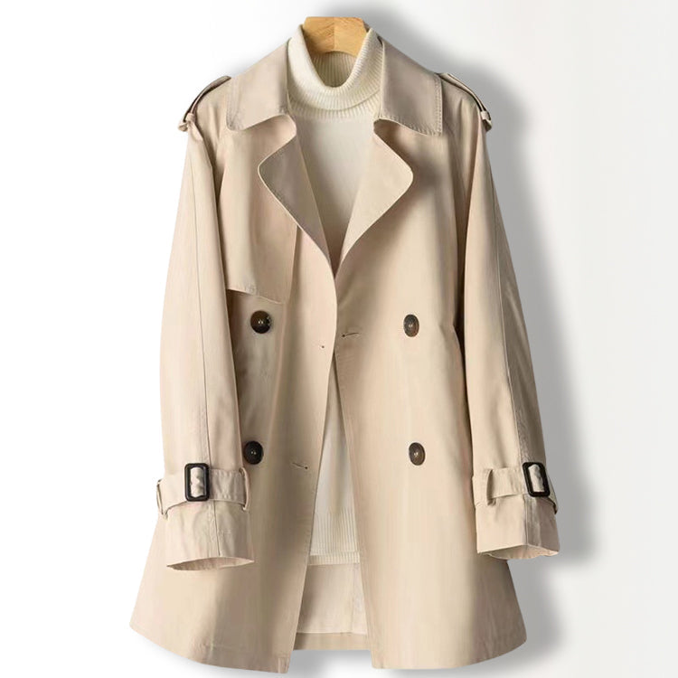 Trench Coat Chic Sofia Amoretti En Polyester Léger Avec Revers Et Manches Longues Disponible En Khaki Et Rose Doux