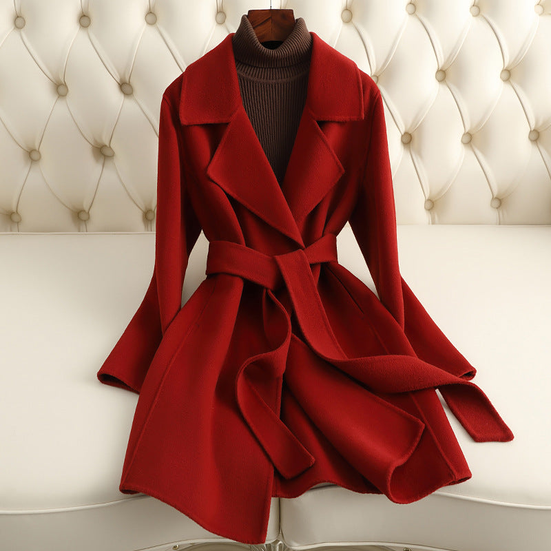 Manteau En Laine Luxe Sofia Amoretti Revers Chic Col En Revers Décolleté En V Profond Teintes Intemporelles Idéal Jour