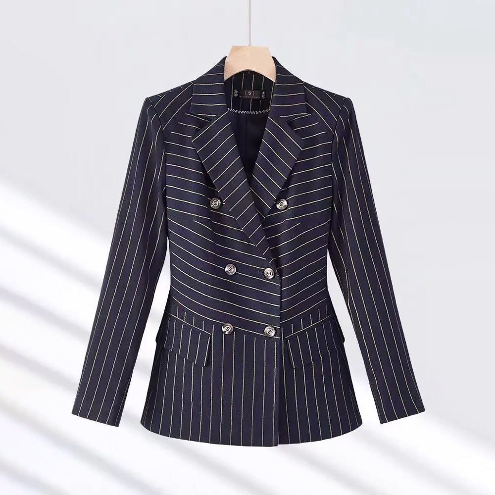 Ensemble Tailleur Rayures Royales Sofia Amoretti Blazer Pinstripe Polyvalent et Professionnel