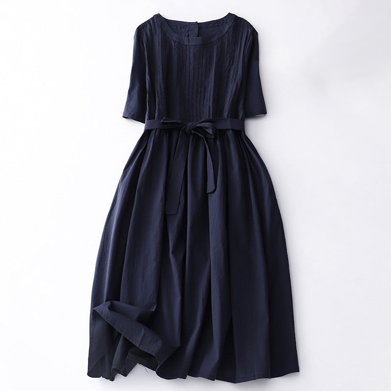 Robe Midi Plissée Rétro Sofia Amoretti Par Amawinc En Coton Lin Confortable Pour Style Quotidien