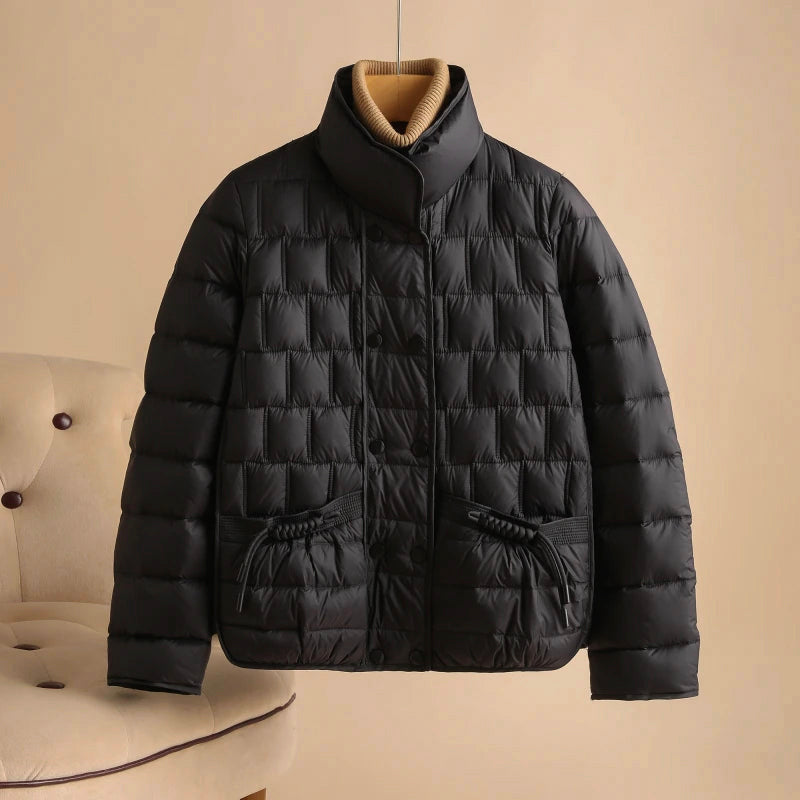 Sofia Amoretti Manteau En Duvet Blanc Serene Pour L Hiver Double Boutonnage Et Tissu Broadcloth