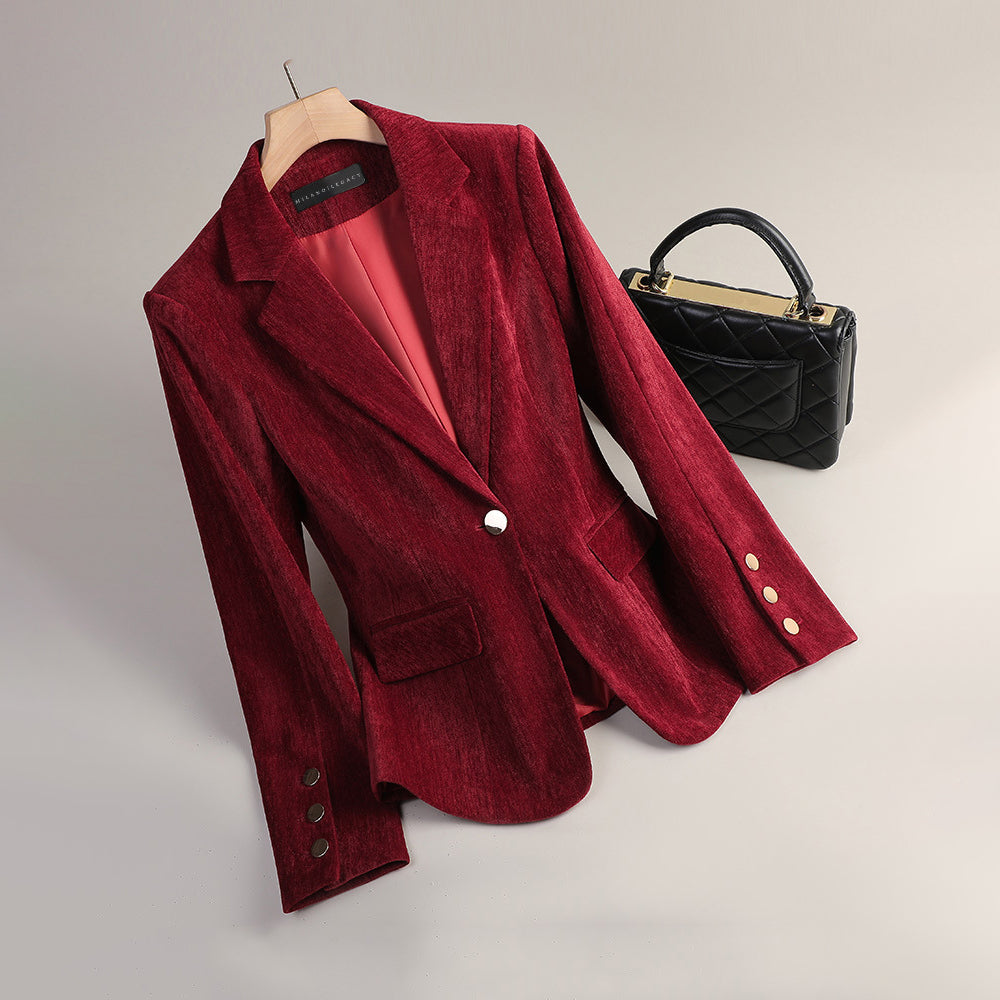 Sofia Amoretti Blazer Velours Dawn Femme Silhouette Slim Chic Pour Automne Élégant Et Raffiné