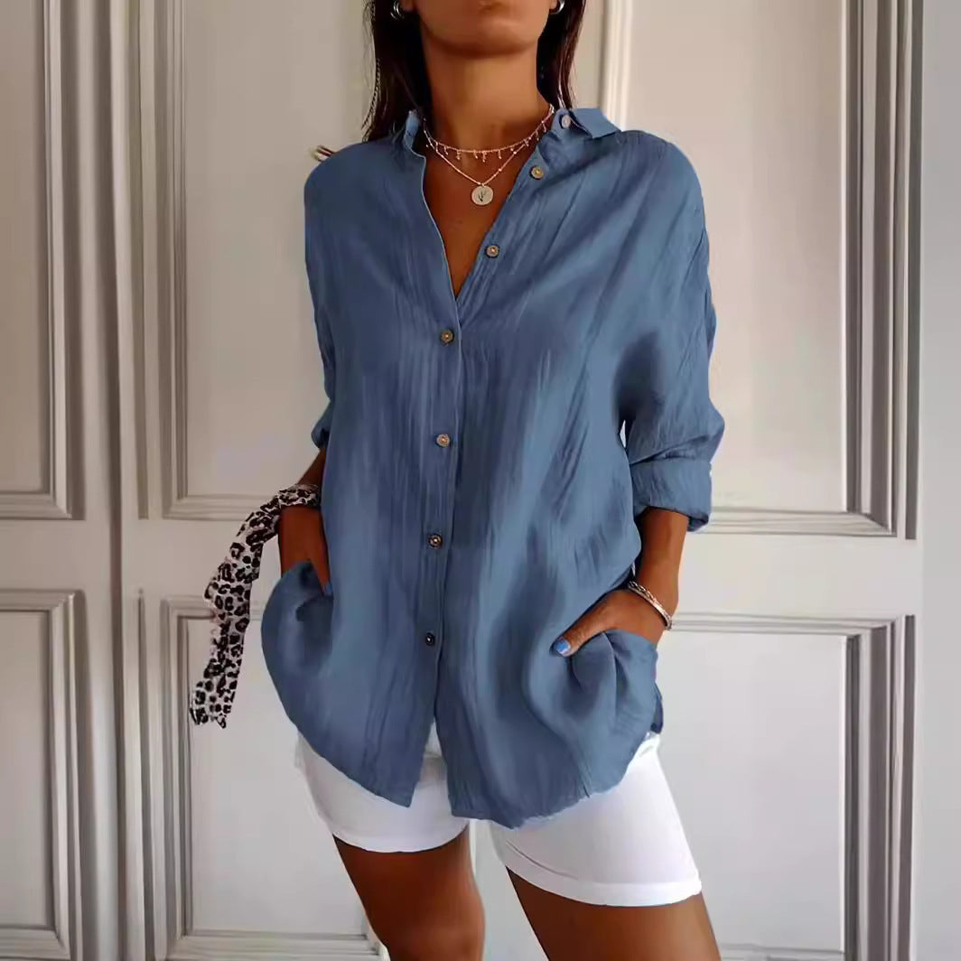Sofia Amoretti Verona Chemise Plissée En Coton Et Élasthanne, Col À Revers Et Boutonnage Multiple