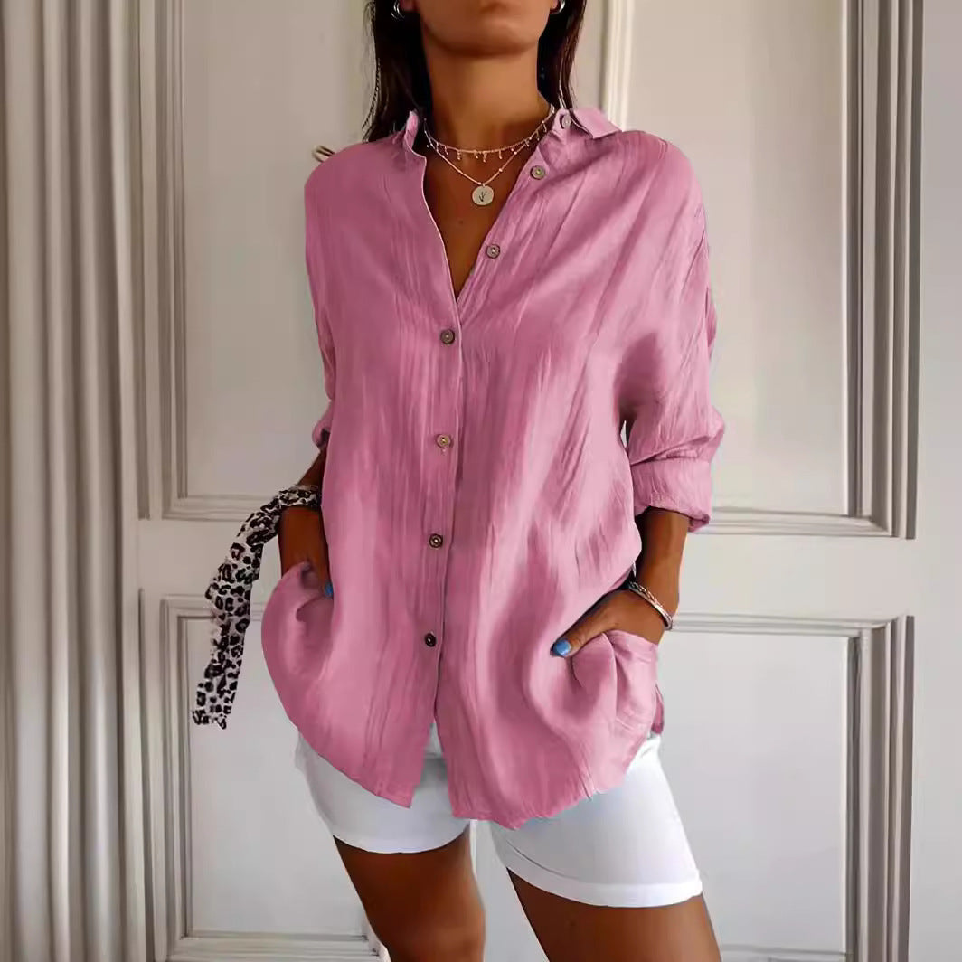 Sofia Amoretti Verona Chemise Plissée En Coton Et Élasthanne, Col À Revers Et Boutonnage Multiple