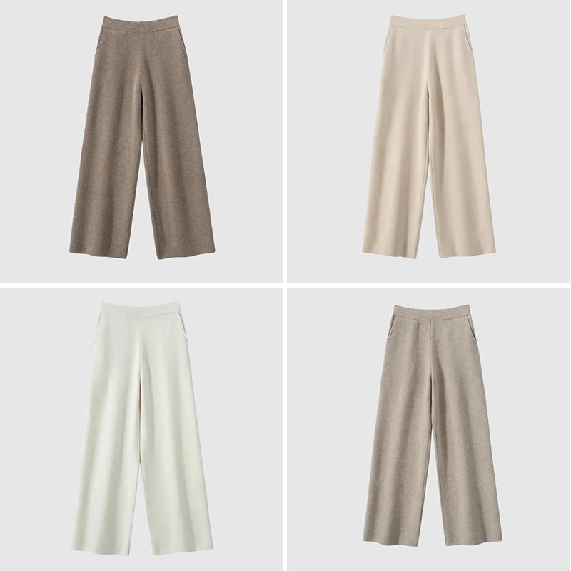 Pantalon Décontracté Velora Taille Haute Automne Hiver Sofia Amoretti en Mélange Coton Élasthanne
