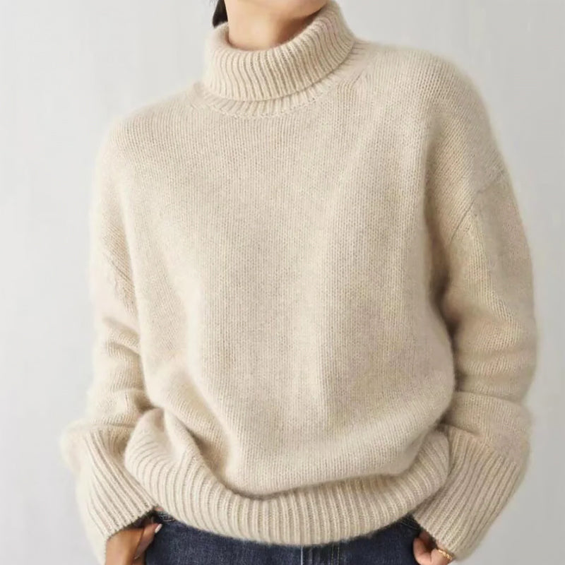 Pull Col Roulé En Tricot Doux Pour Femme Avec Coupe Décontractée En Acrylique Automne Hiver