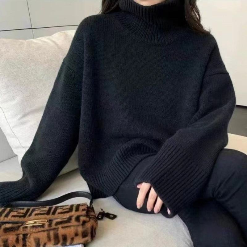 Pull Col Roulé En Tricot Doux Pour Femme Avec Coupe Décontractée En Acrylique Automne Hiver