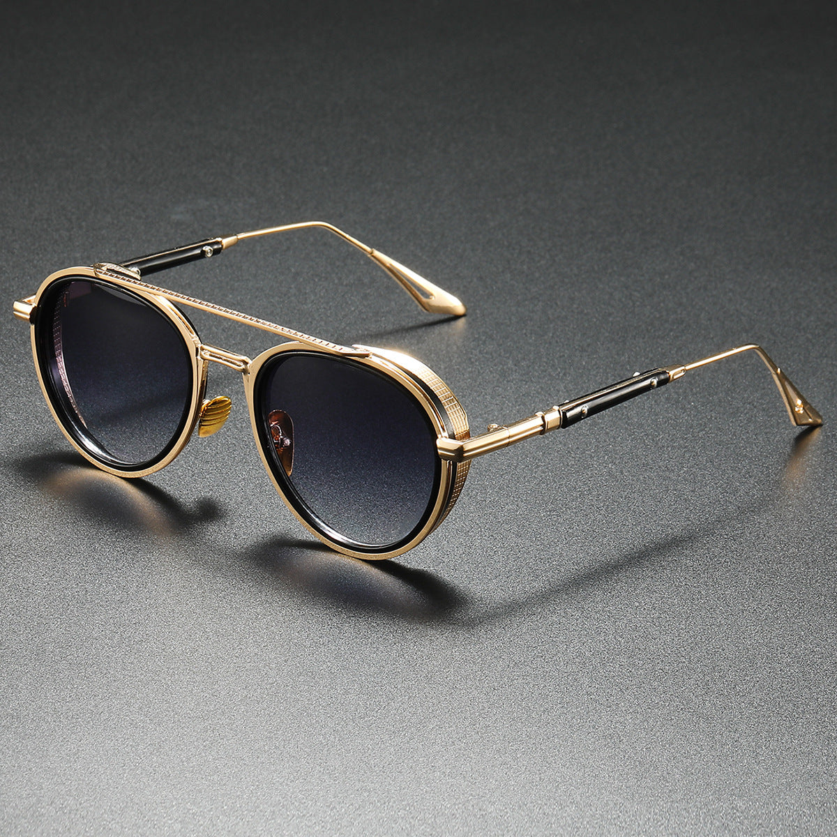 Lunettes De Soleil Solaris Retro Luxe Or Doré Avec Verres Dégradés Bruns Et Protection UV