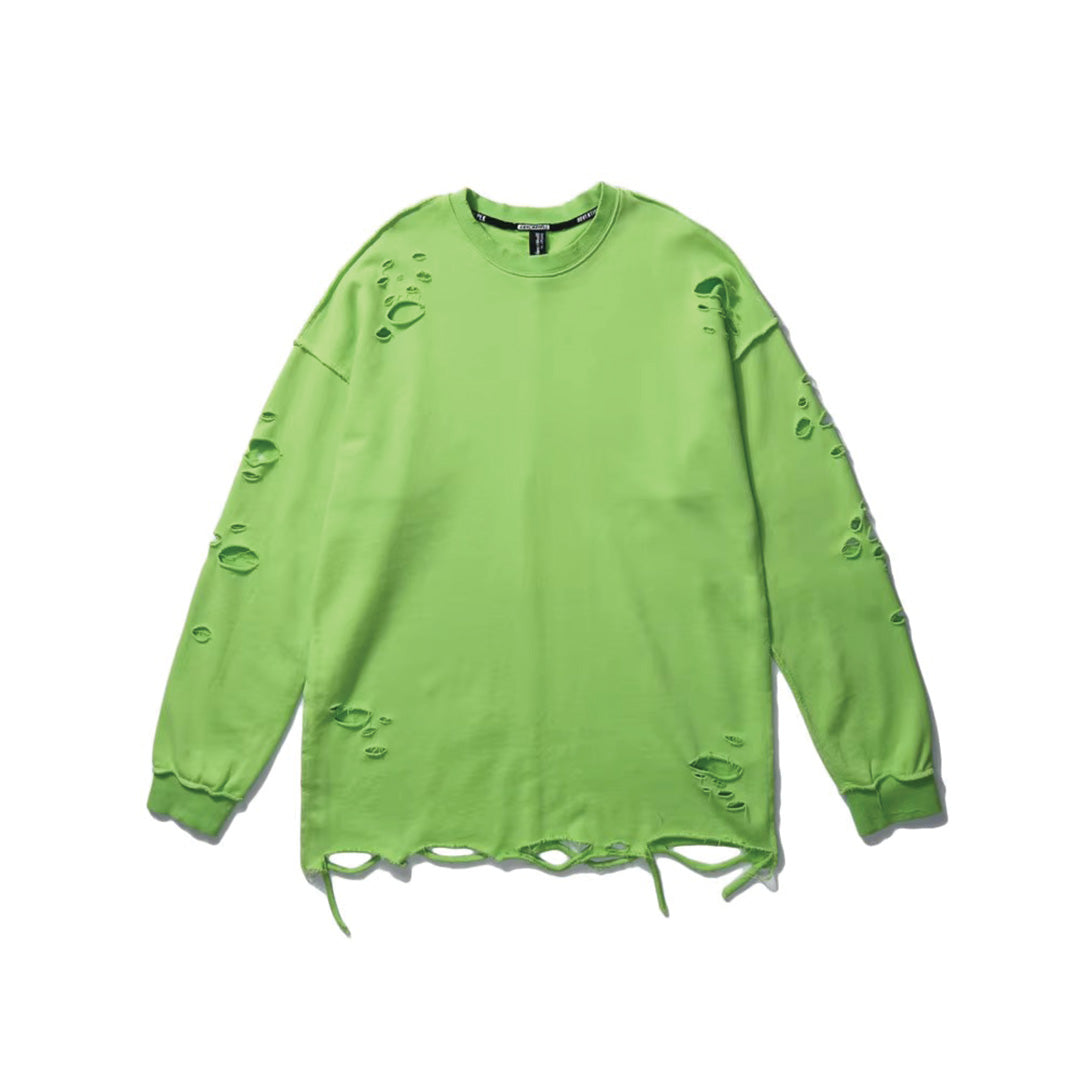 Sweatshirt Distressé De Dune En Coton 100 Pour Cent Avec Coupe Décontractée Et Détails Déchirés