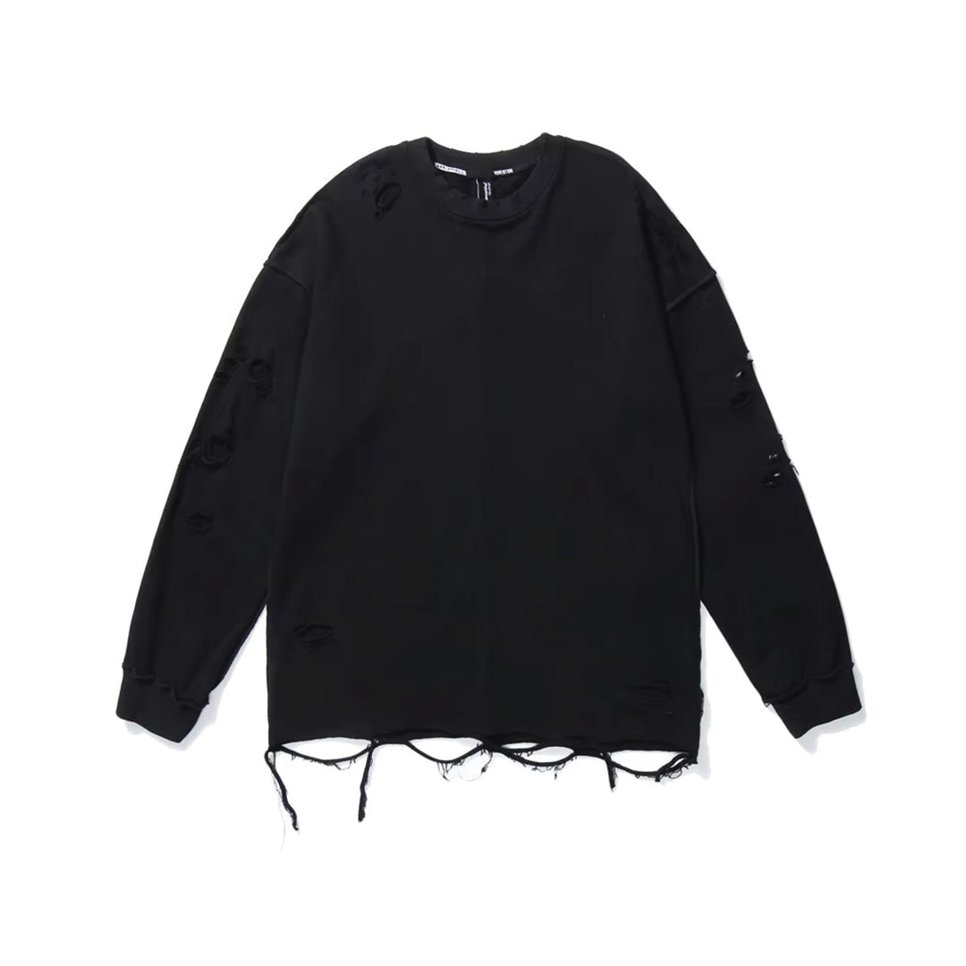 Sweatshirt Distressé De Dune En Coton 100 Pour Cent Avec Coupe Décontractée Et Détails Déchirés
