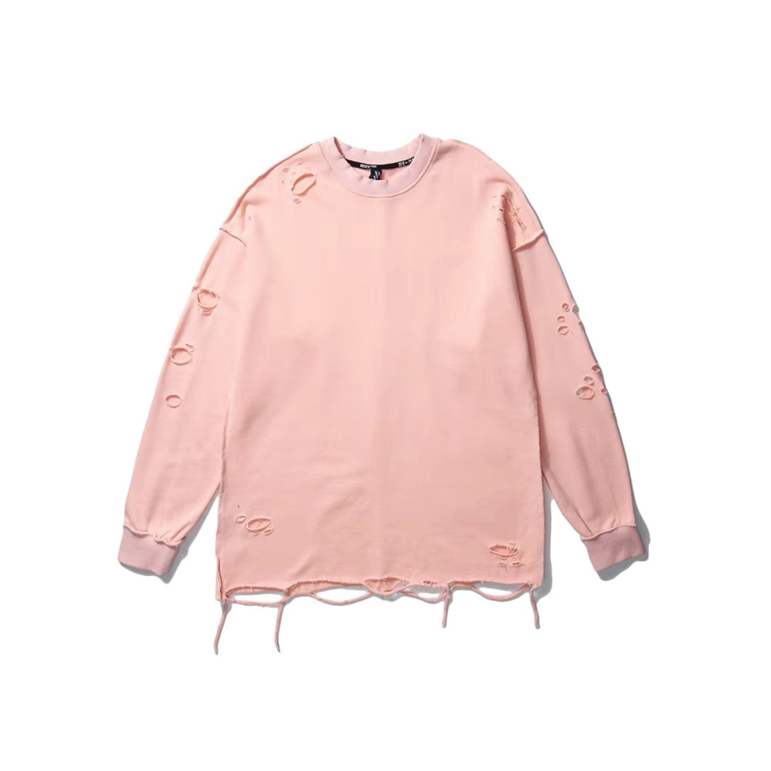 Sweatshirt Distressé De Dune En Coton 100 Pour Cent Avec Coupe Décontractée Et Détails Déchirés
